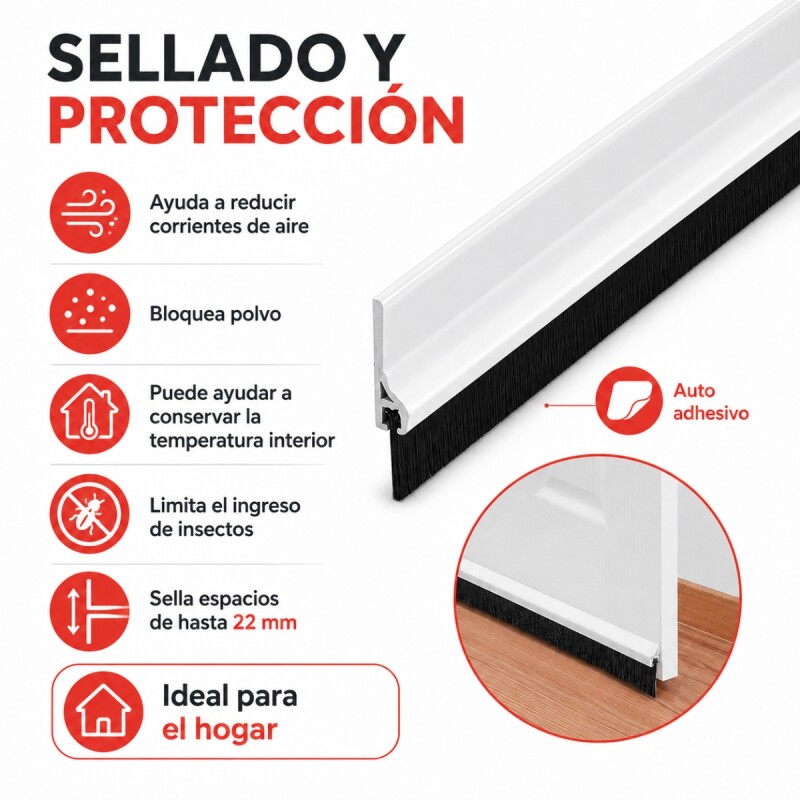 Zócalo adhesivo PVC con cepillo 100 cm BLANCO