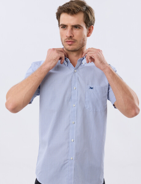CAMISA CUADROS Celeste
