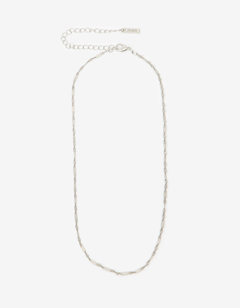 Collares Cortos Metal Collar Cadena Torzada - Plateado Rodio