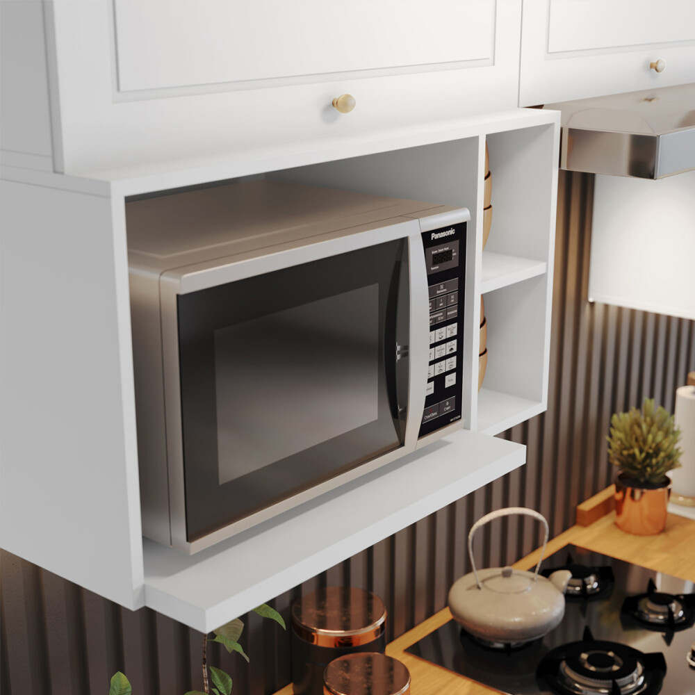 AÉREO ARMARIO PARA MICROONDAS CON NICHOS - LÍNEA AMERICANA. BLANCO