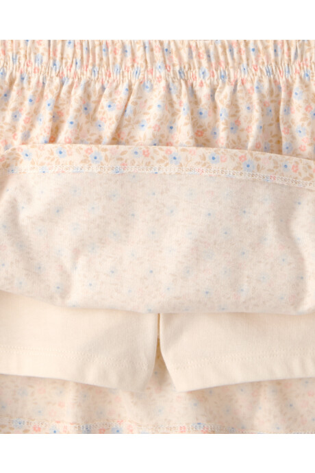 Set dos piezas de algodón, short pollera y buzo, crema, diseño pascua Sin color