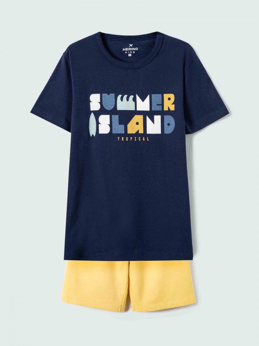 CONJUNTO INFANTIL CON ESTAMPADO - AZUL OSCURO 