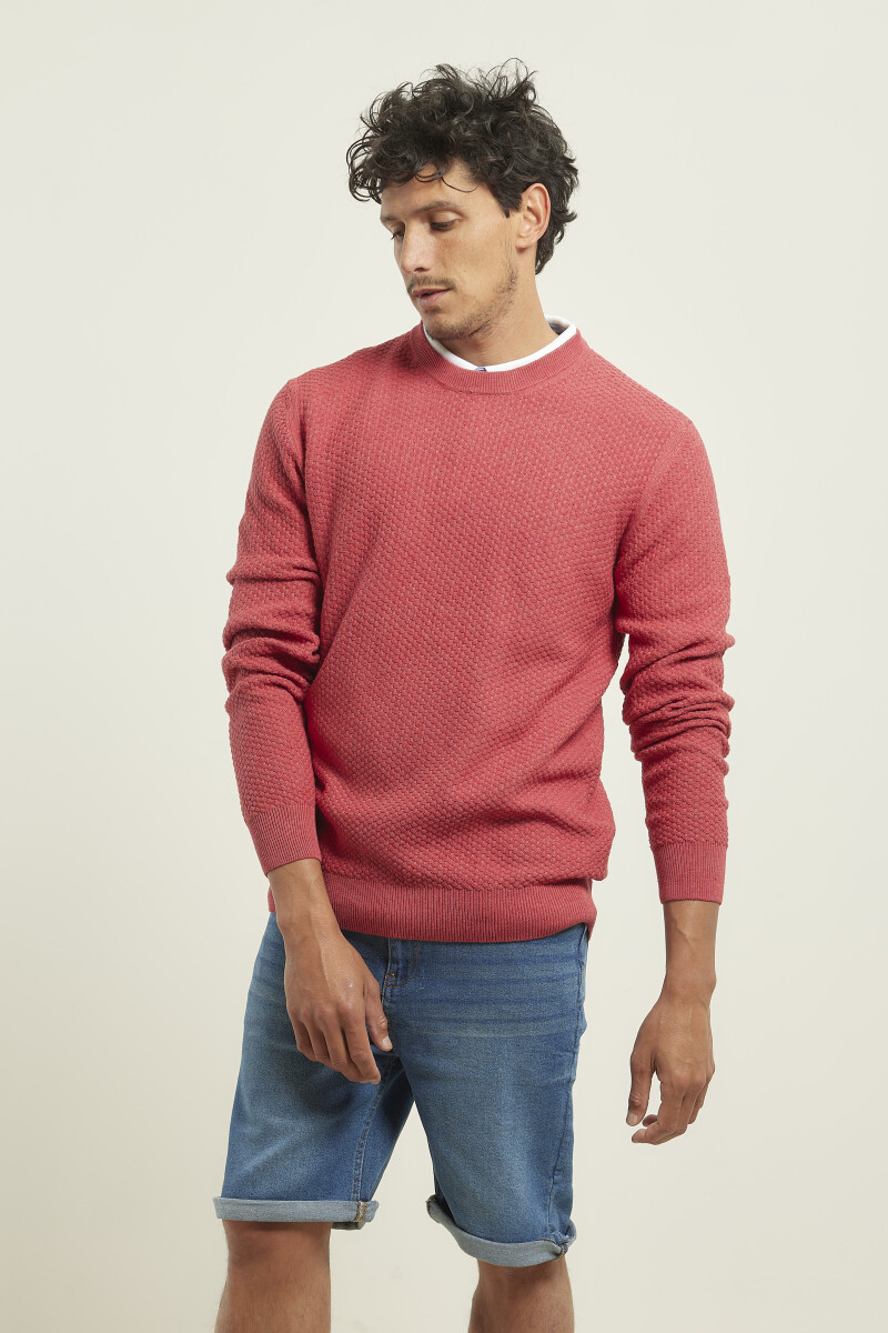 Sweater Punto Fino Harrington Label - Coral 