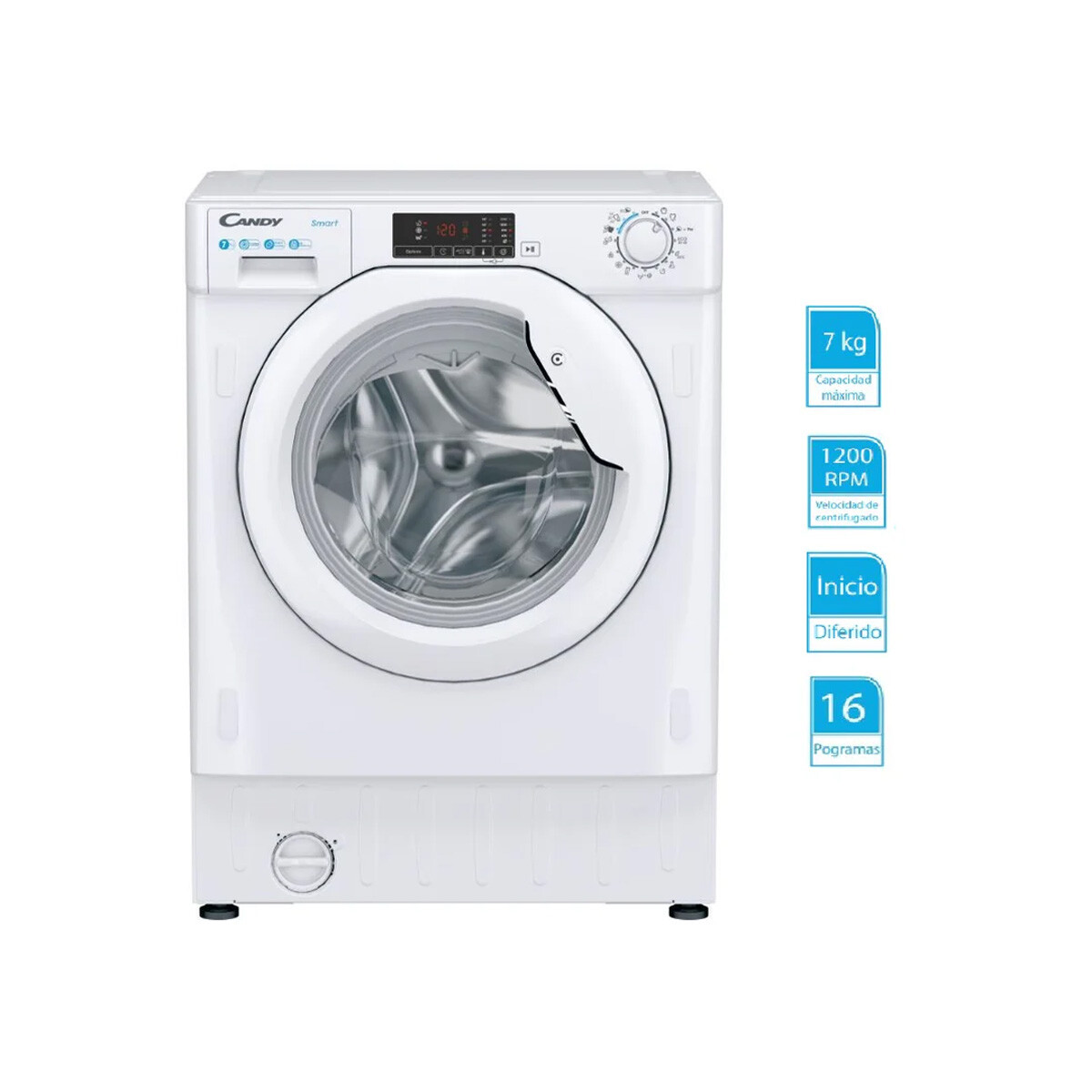 Lavarropas Candy Smart Integrable CBW 27D1E-S 7 kg - Blanco 
