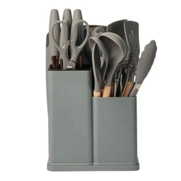 Kit De Menage 19 Utensillos De Cocina+organizador GRIS