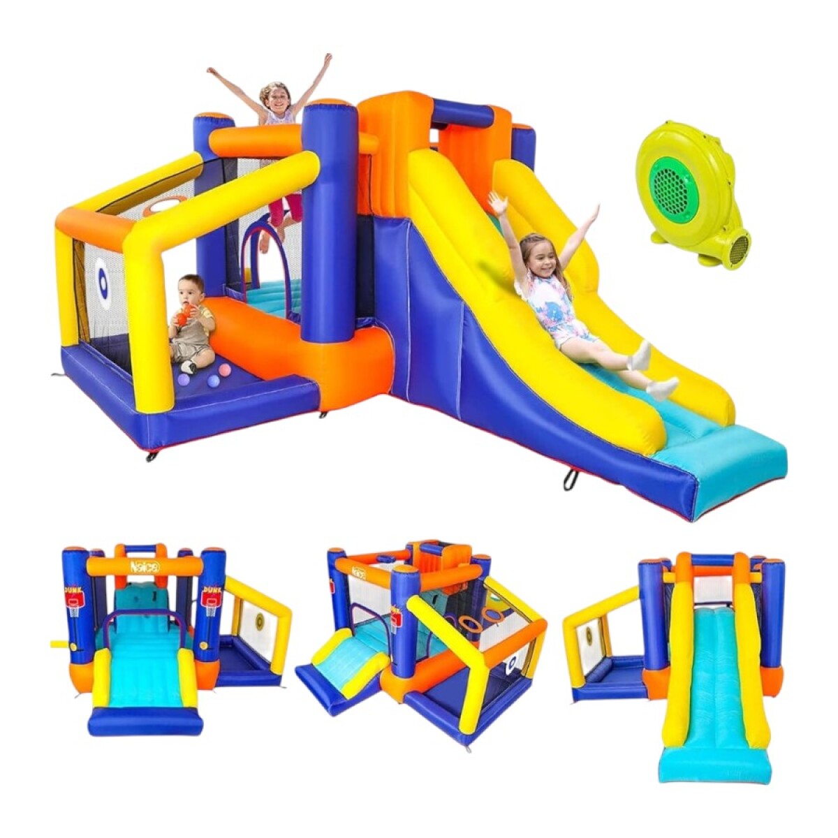 Centro de actividades inflable 8 en 1 azul 