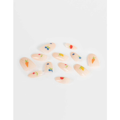 Uñas Postizas Con Diseño De Frutas Almendradas Combinacion Multicolor