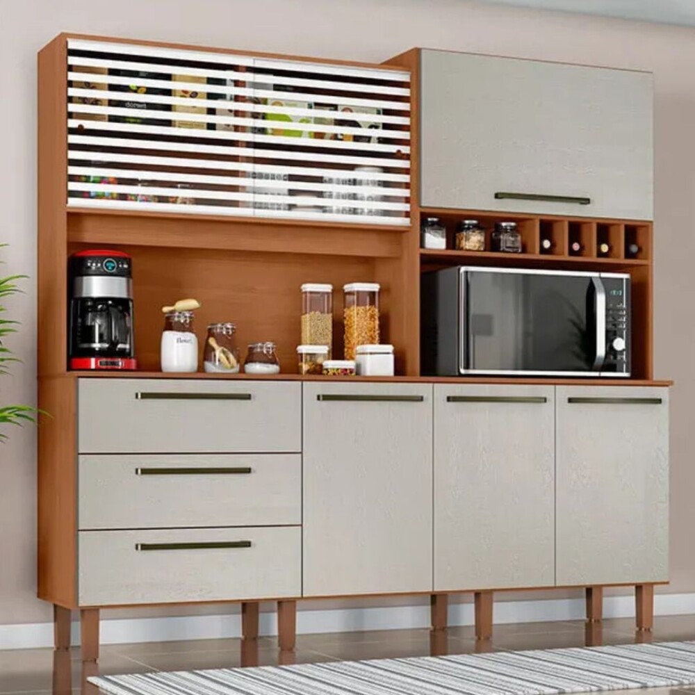 Mega Kit de Cocina - 6 Puertas 3 Cajones Cinamomo/Arena