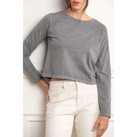 Remera Manga Larga Lavada Grafito