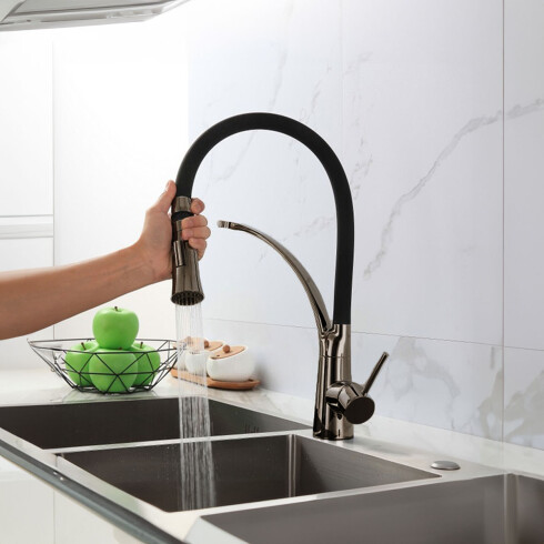 Griferia De Mesada Cocina Monocomando Satin Aqualia NEGRO