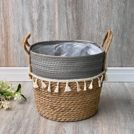 Canasto Cesto Yute Natural Gris Amary Alto 25cm x Ø 25cm Canasto Cesto Yute Natural Gris Amary Alto 25cm x Ø 25cm