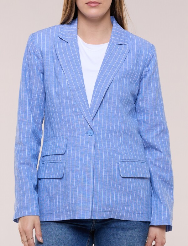 Blazer De Lino Con Botón CELESTE/MULTI