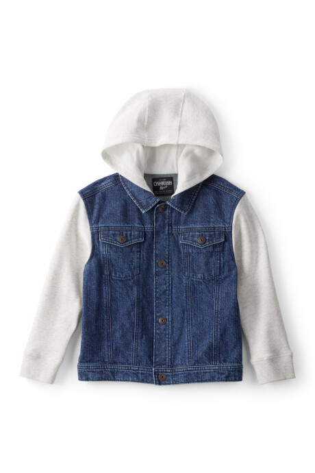 Campera jean con capucha y mangas de algodón Campera jean con capucha y mangas de algodón