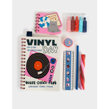 Set De Librería En Estuche De Pvc Con Strap Y Charm Combinacion Multicolor
