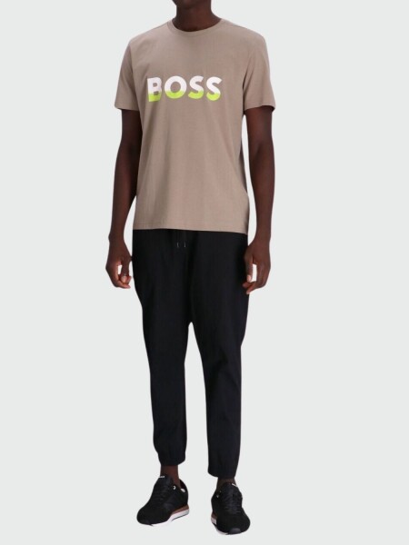 BOSS -Remera de algodón con logo, regular fit, TEE 1 Beige