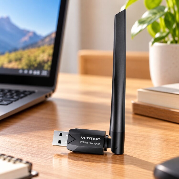 Adaptador Bluetooth Usb Wifi Doble Banda con Antena Vention Adaptador Bluetooth Usb Wifi Doble Banda con Antena Vention
