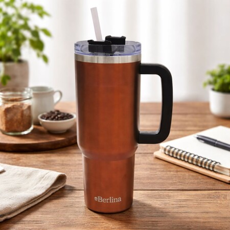 VASO TERMICO 1200ML CON ASA Y SORBITO COBRE VASO TERMICO 1200ML CON ASA Y SORBITO COBRE