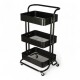 Carrito Rack Multiusos Organizador 3 Estantes 100% Metal Negro