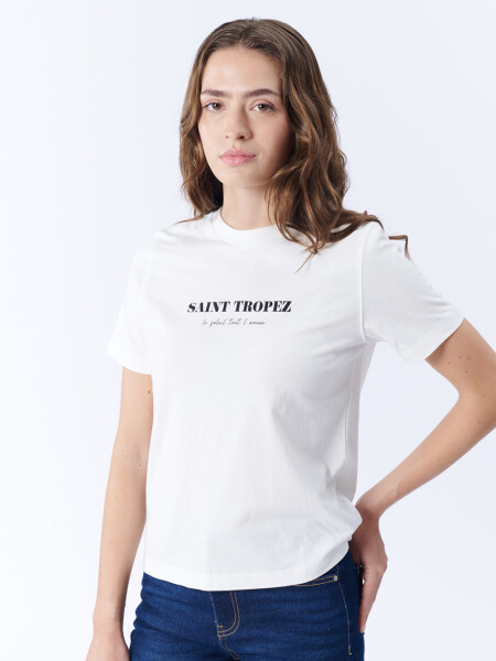 Remera Manga Corta Estampa Saint Tropez Blanca