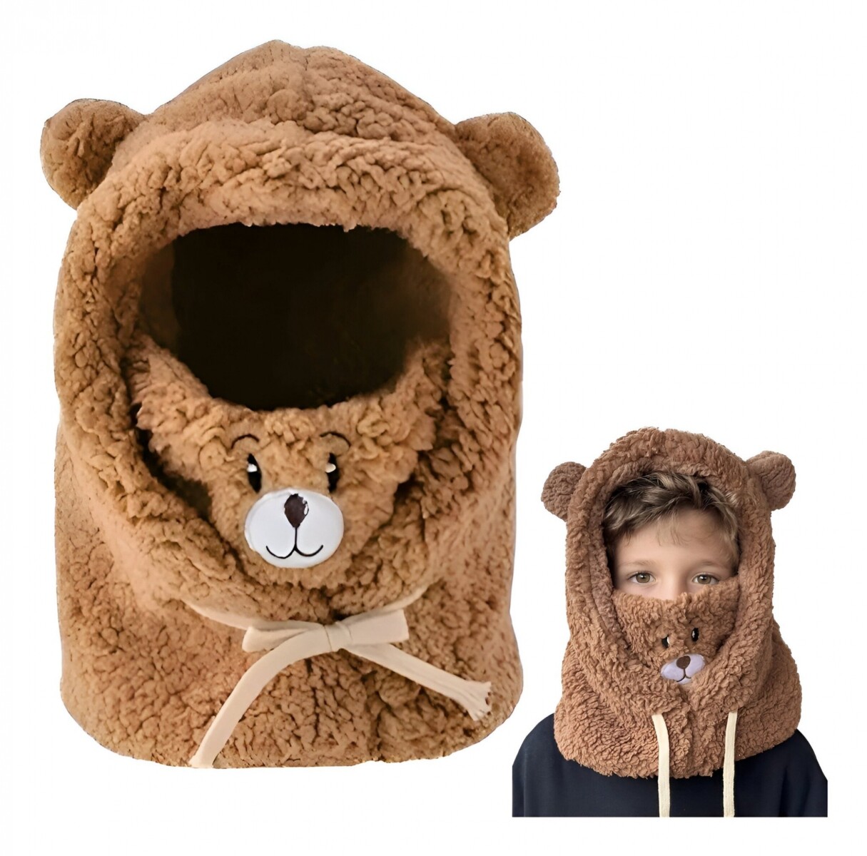 Gorro Pasa Montañas Corderito Orejas Frio Invierno Termico - Variante Color Marrón Oscuro 