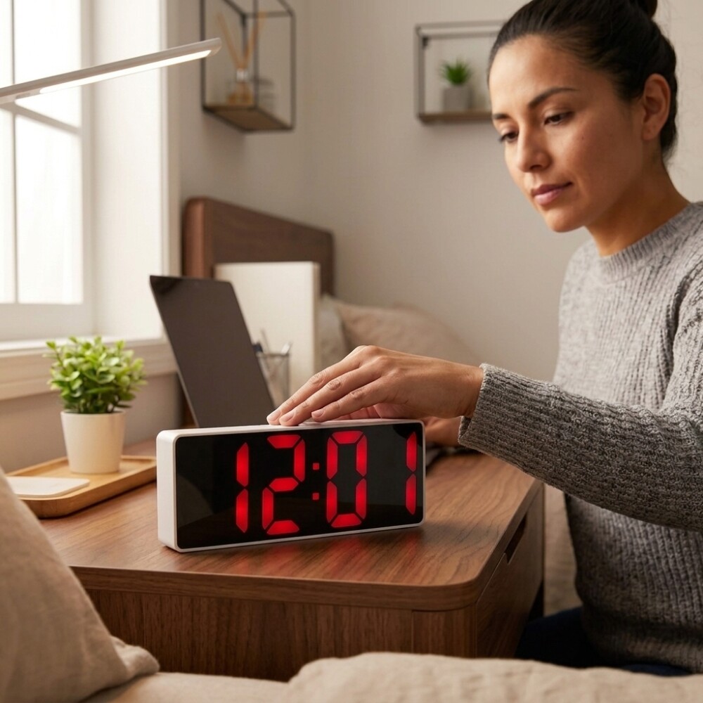 Reloj Digital Led A Pilas o USB Con Calendario y temperatura Rojo