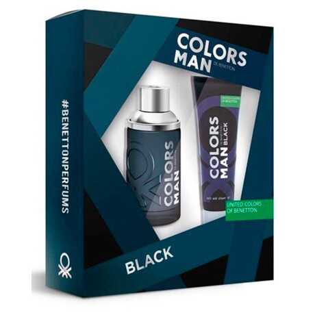 Set perfume Benetton Colors Man Black EDT 100ml + gel de ducha 75ml Original Hombre