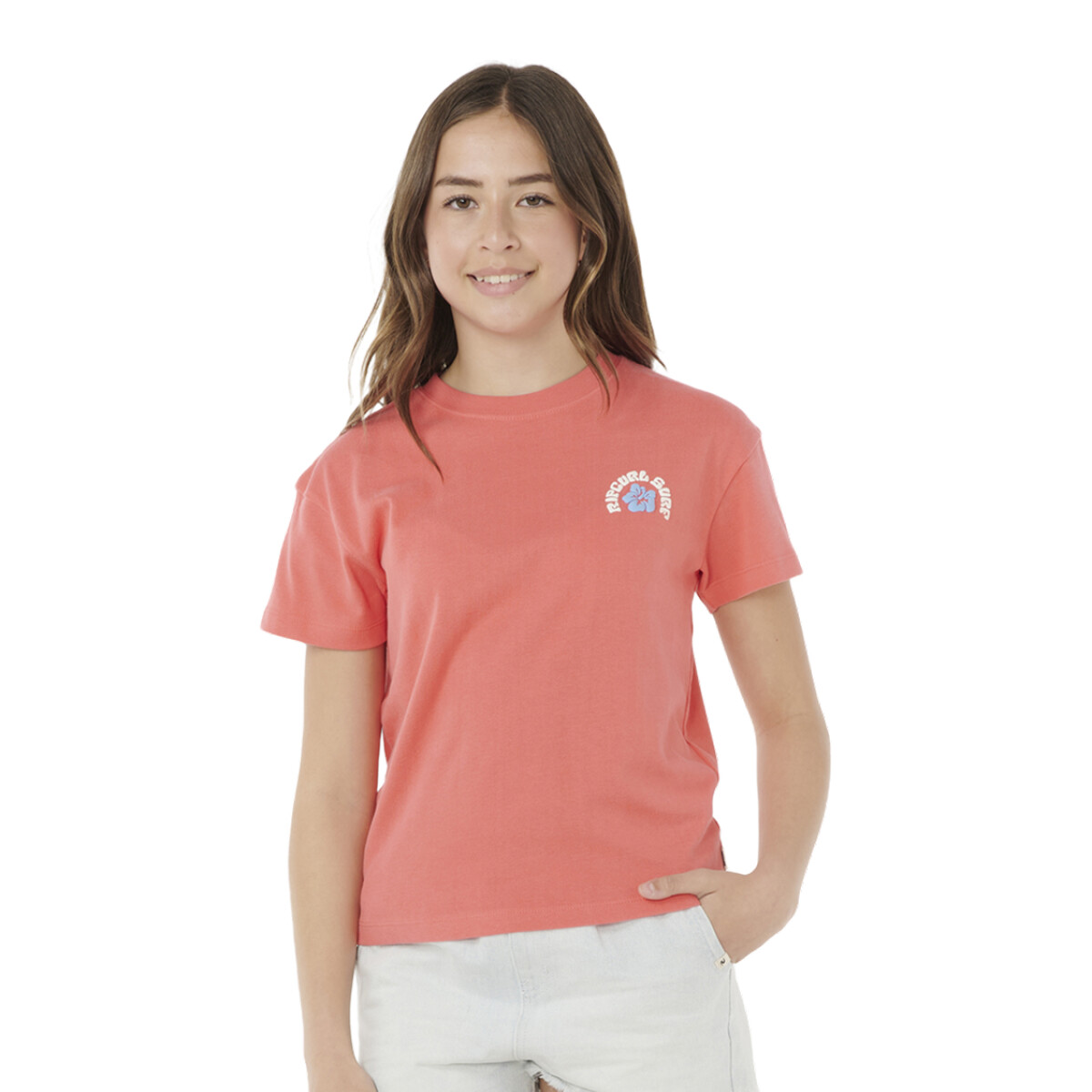 Remera Rip Curl Luxe Surf Relaxed Tee Niña - Rosa 