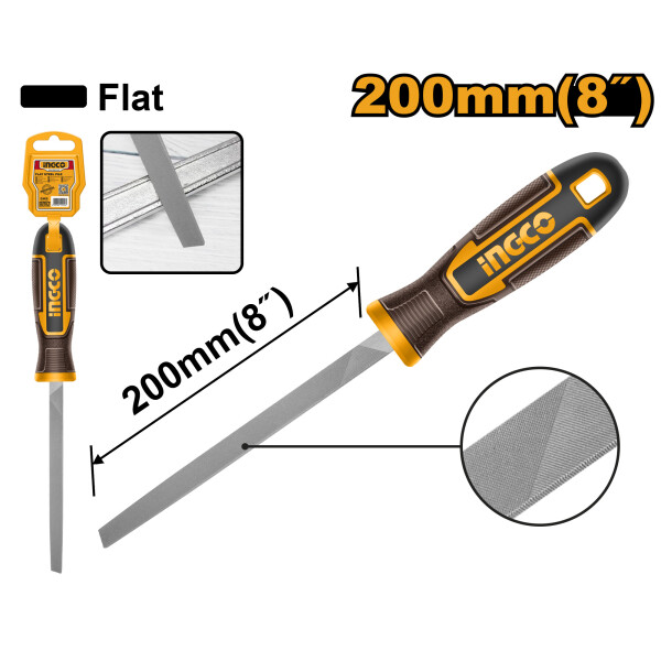 LIMA PLANA CHATA 20CM INGCO HSFF088 CON MANGO PLASTICO LIMA PLANA CHATA 20CM INGCO HSFF088 CON MANGO PLASTICO