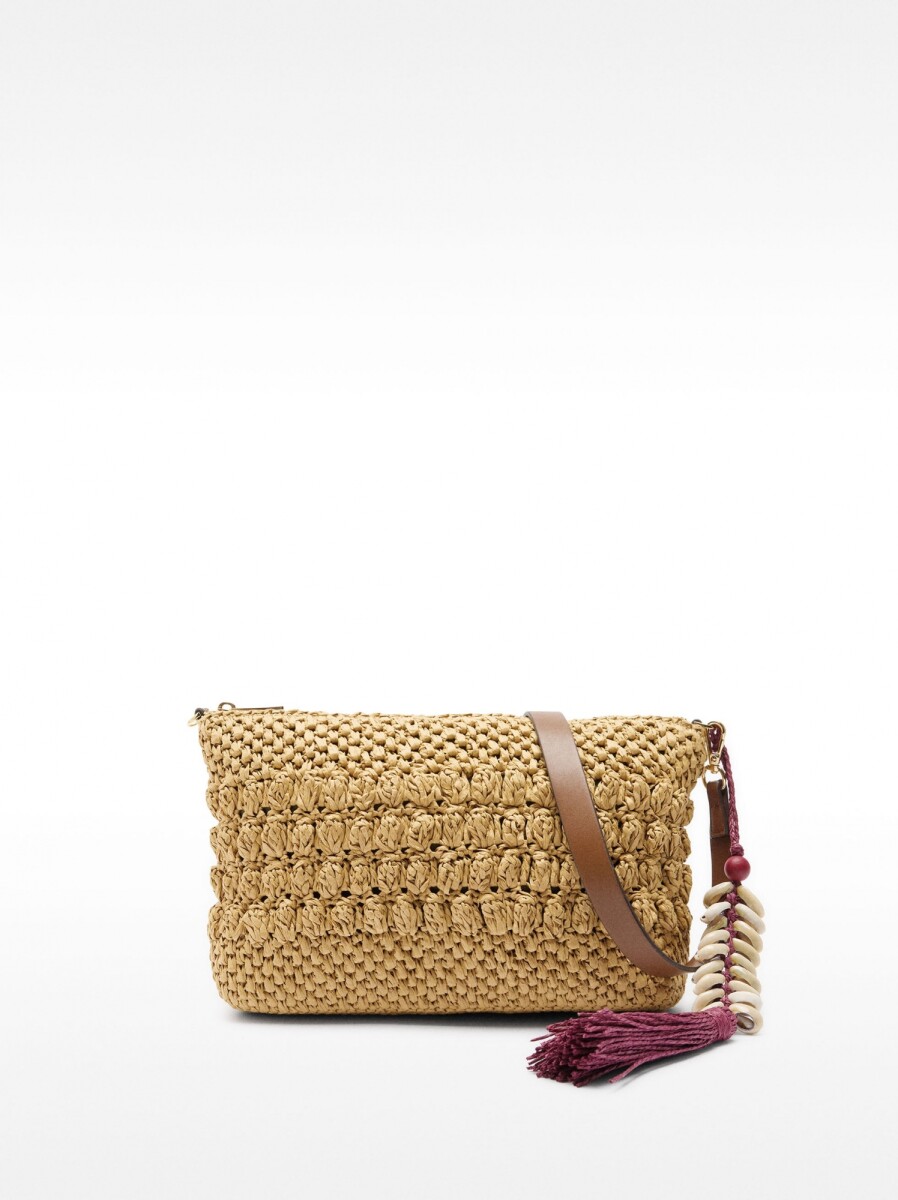 Bolso Bandolera Efecto Rafia - natural 