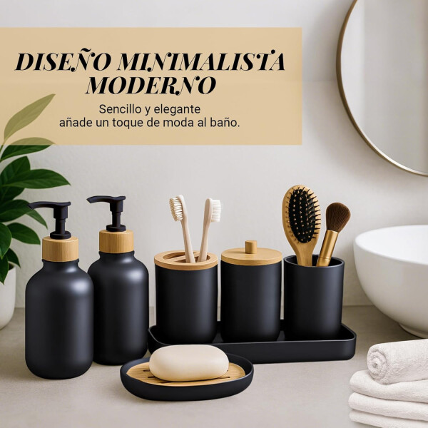 Set De Baño Accesorios Juego De 7 Piezas Dispenser Jabonera IMBACK Color Negro Set De Baño Accesorios Juego De 7 Piezas Dispenser Jabonera IMBACK Color Negro