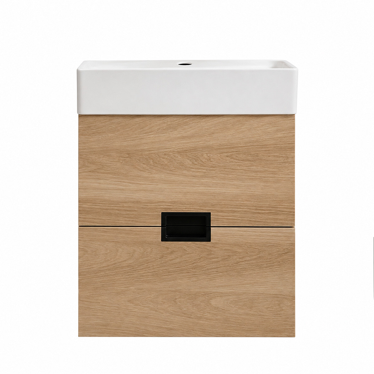 Mueble De Baño 2 Cajones Vanity Marrón Con Bacha Blanca 
