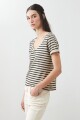 Remera rayada escote en V tostado