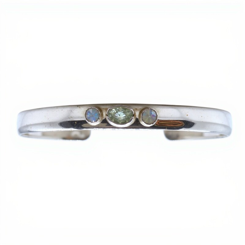 Brazalete Agra- Plata 925 rodinada-Piedra luna y Peridoto-BR2011 conpiedra
