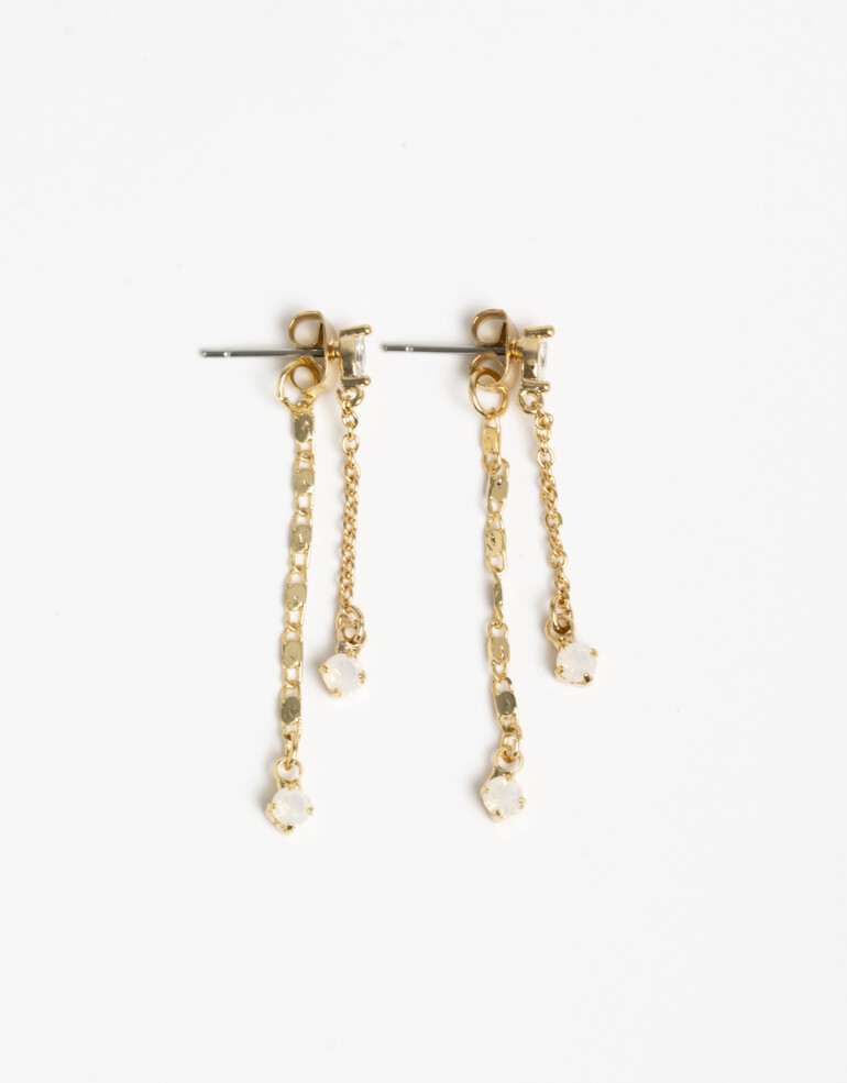 Aros Colgantes Largos Cubic zirconia Aros Largos Con Cubic Zirconia - Dorado