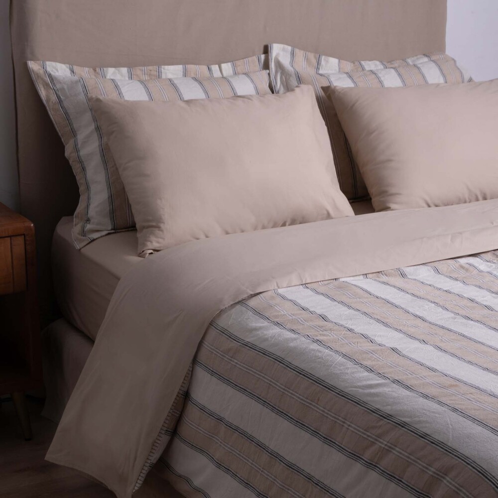 JUEGO DE SÁBANAS KING ALGODON MARRON COTTON BASIC 180 HILOS TOSTADO