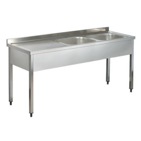 Mesada de lavado con dos piletas 180x70cm Lateral izquierdo Mesada de lavado con dos piletas 180x70cm Lateral izquierdo