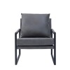 Sillón Poltrona Individual en Eco Cuero y metal Gris Oscuro