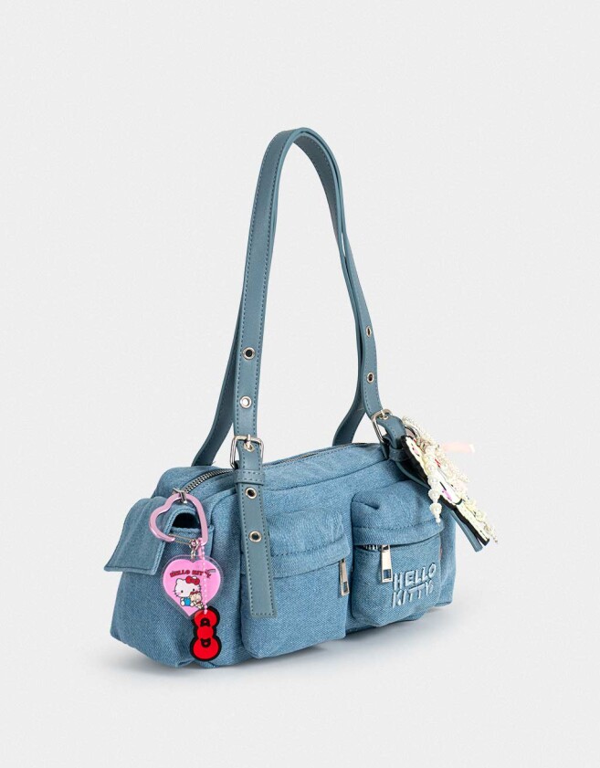 Bowling De denim Cartera Bowling Denim Hello Kitty Kawaii - Azul Medio