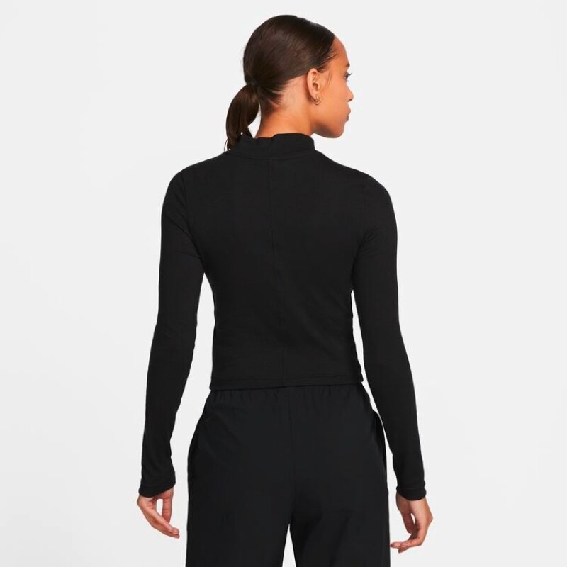 W NSW ESSNTL RIB MOCK LS TOP Negro