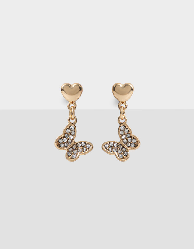 Aros Colgantes Cortos Bañada en Oro Aros Colgantes Mariposas Bañados En Oro - Dorado