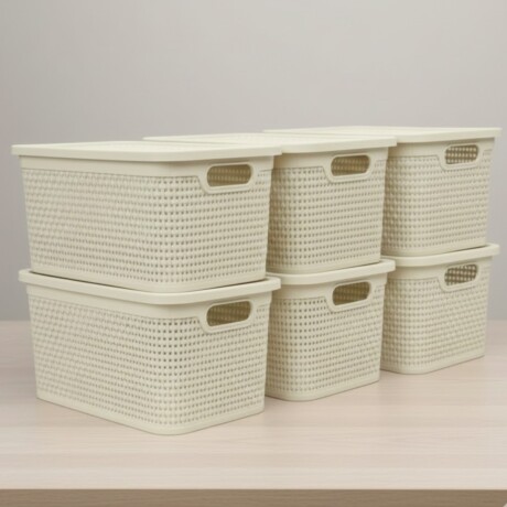 Set x6 Caja simil ratán 7,5 lts BEIGE