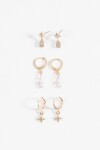 Set de caravanas strass y perlas dorado