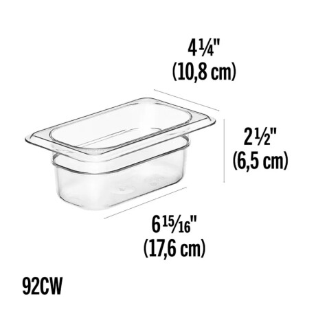 Cuba Gastronorm Policarbonato GN 1/9 por 6.5 cm. Cuba Gastronorm Policarbonato GN 1/9 por 6.5 cm.