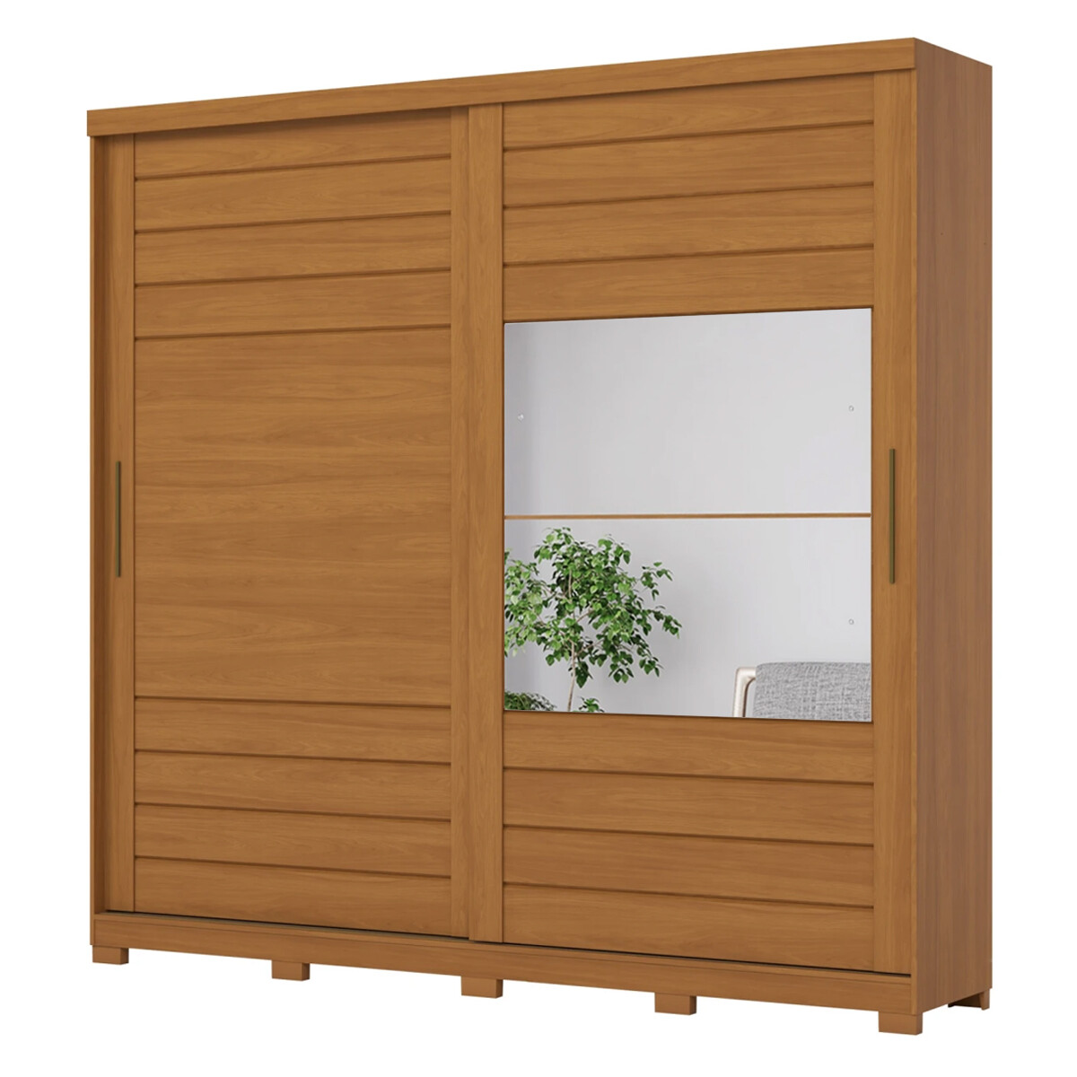 ROPERO CAYMAN 2 PUERTAS 6 CAJONES INTERNOS 1 ESPEJO GUARDARROPA CLOSET ARMARIO 100% MDF - COLOR MADERA 