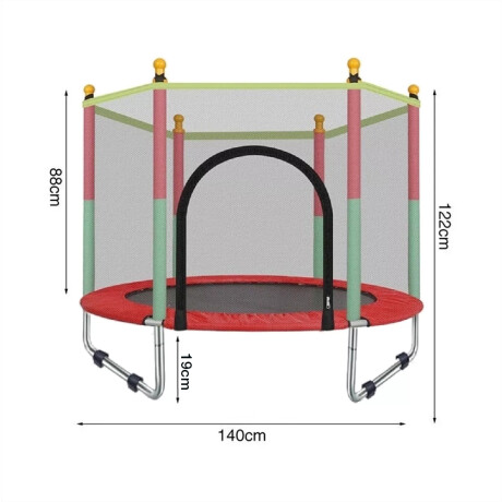 Cama Elástica Trampolín 1,40mt Con Red Protección Y Cobertor Rojo