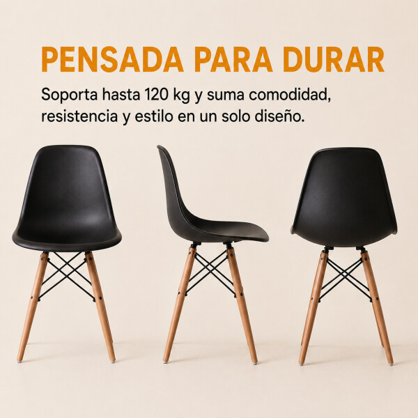 Silla ComboHome Eames Reforzada Pack X6 Negro 1