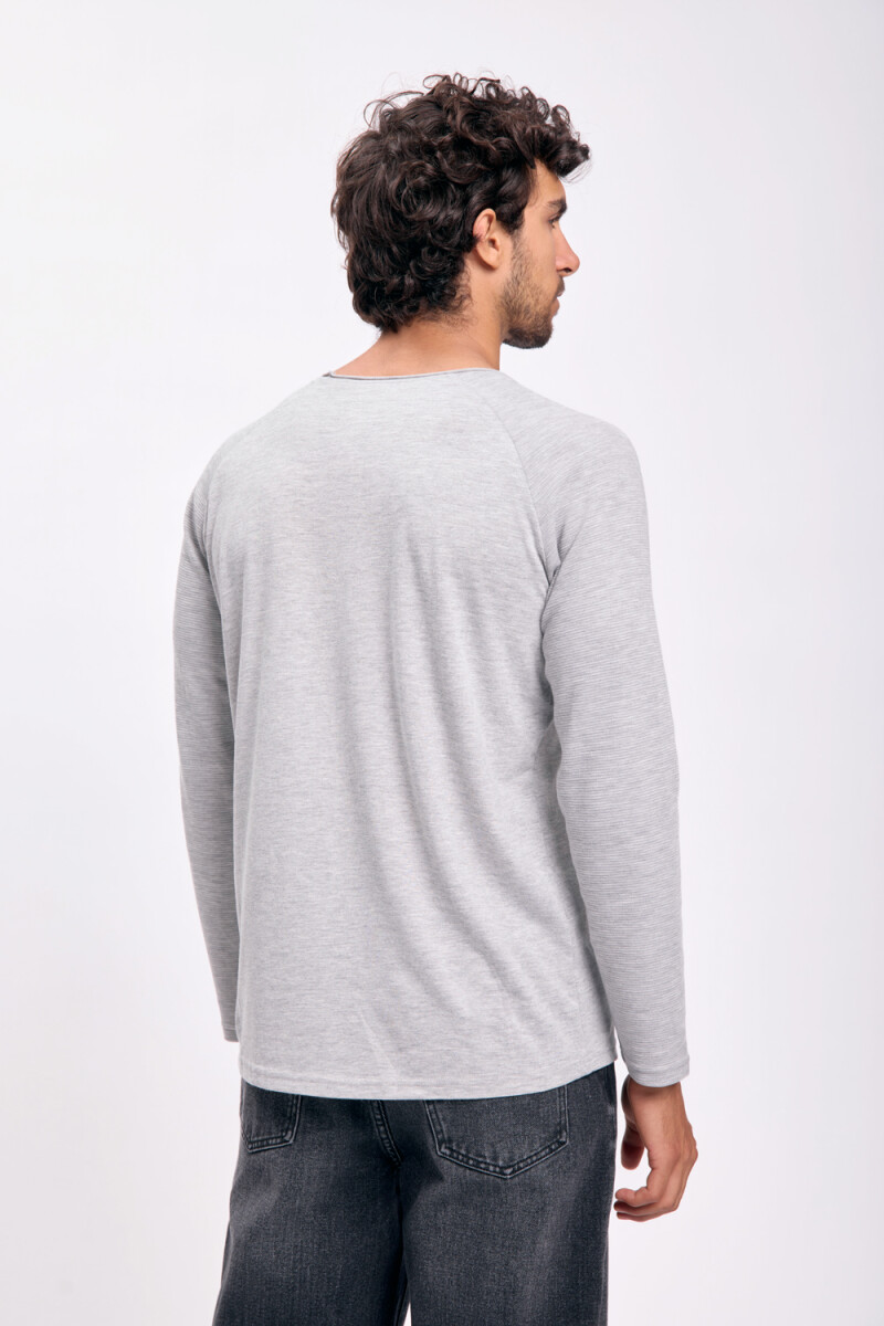 Remera manga larga cuello a la base Gris Melange