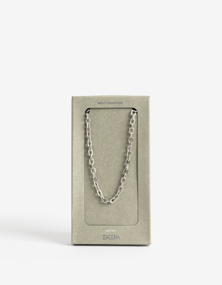 Collares Cortos Metal Collar De Acero Men´s Collection - Plateado