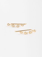 Pendientes Con Circonitas Y Perlas - Plata De Ley 925 dorado