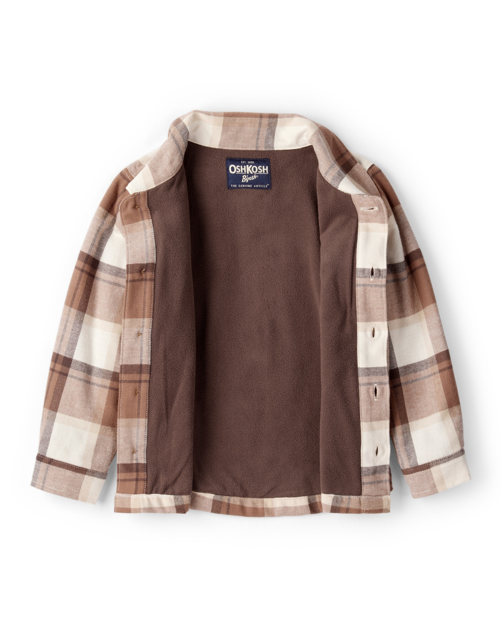 Camisa de franela con forro micropolar, diseño a cuadros Sin color